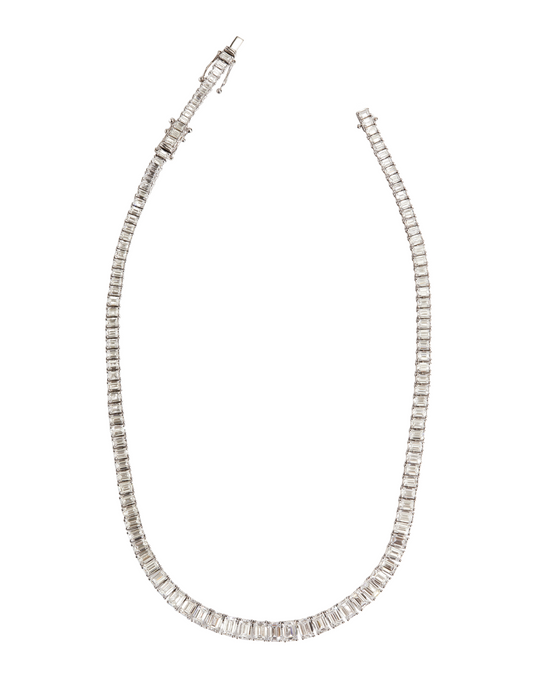 Emerald Cut Lab Diamond Graduated Tennis Necklace