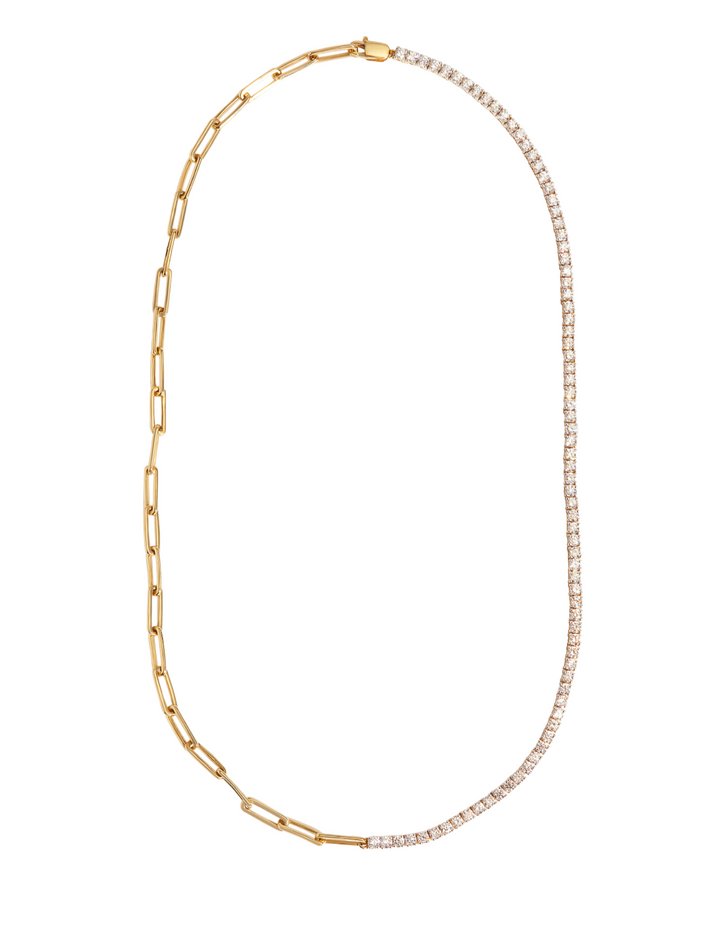 Half & Half Tennis Paperclip Necklace