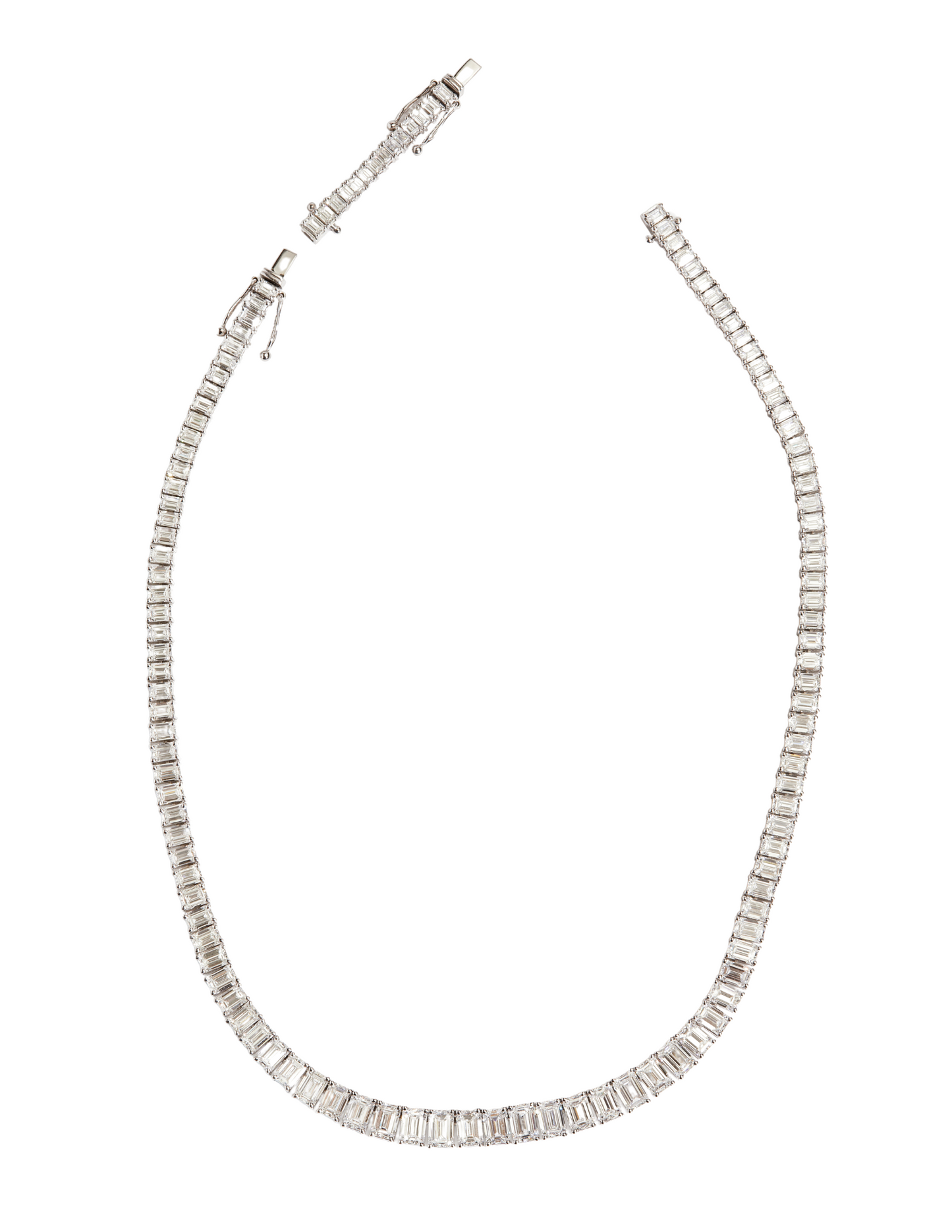 Emerald Cut Lab Diamond Graduated Tennis Necklace