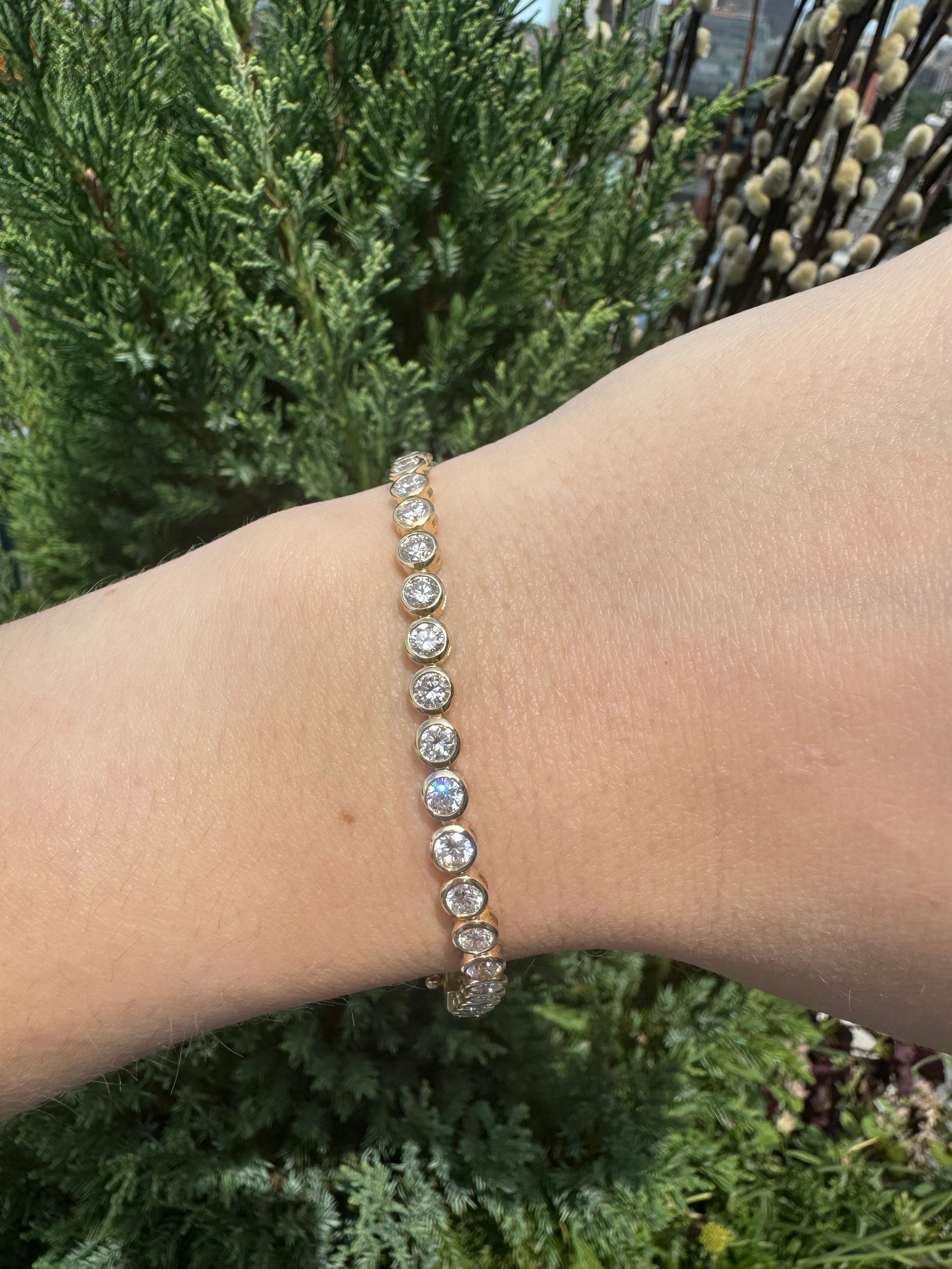 Round Bezel Lab Diamond Tennis Bracelet - LabLove Jewelry