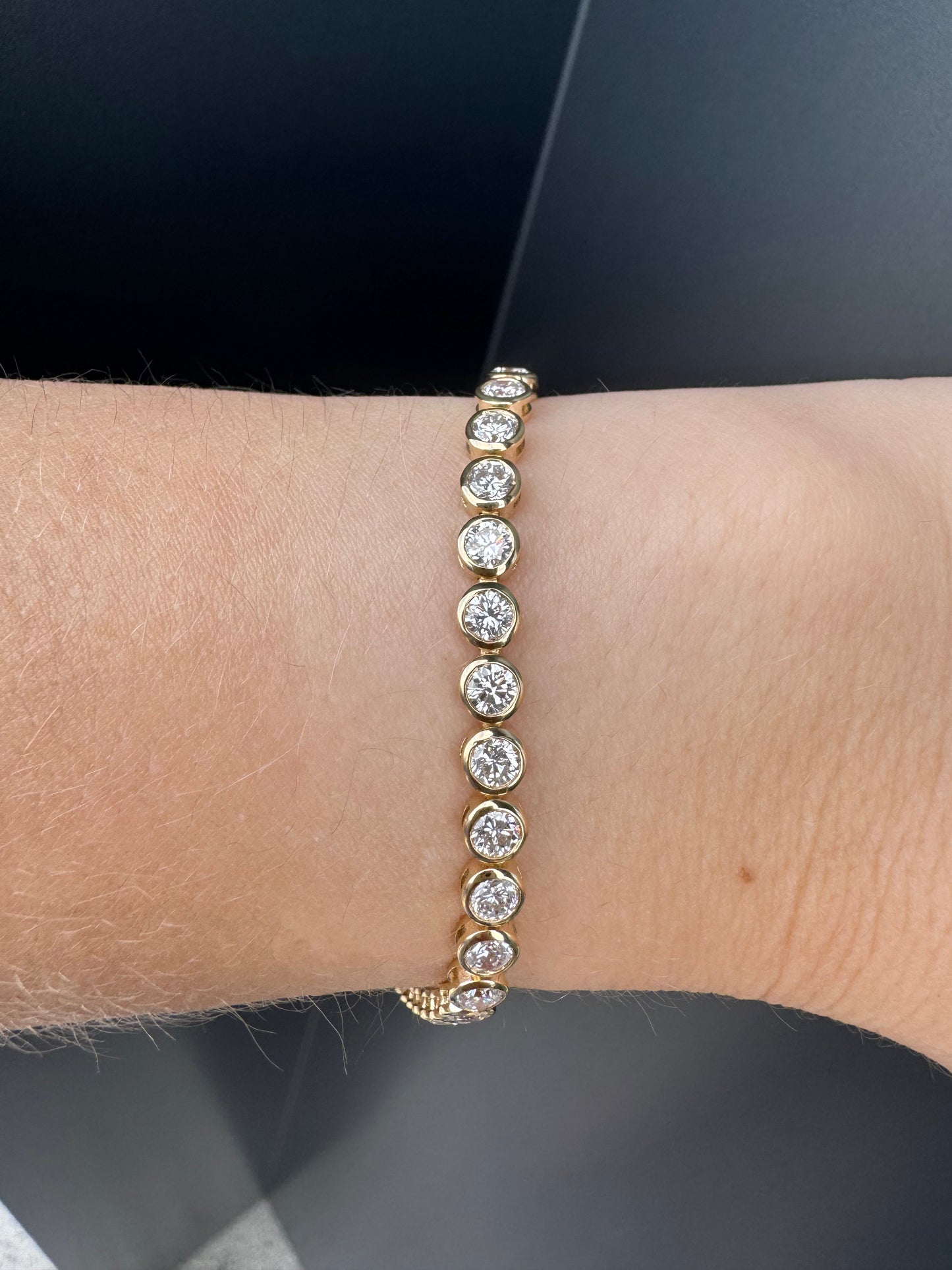 Round Bezel Lab Diamond Tennis Bracelet - LabLove Jewelry