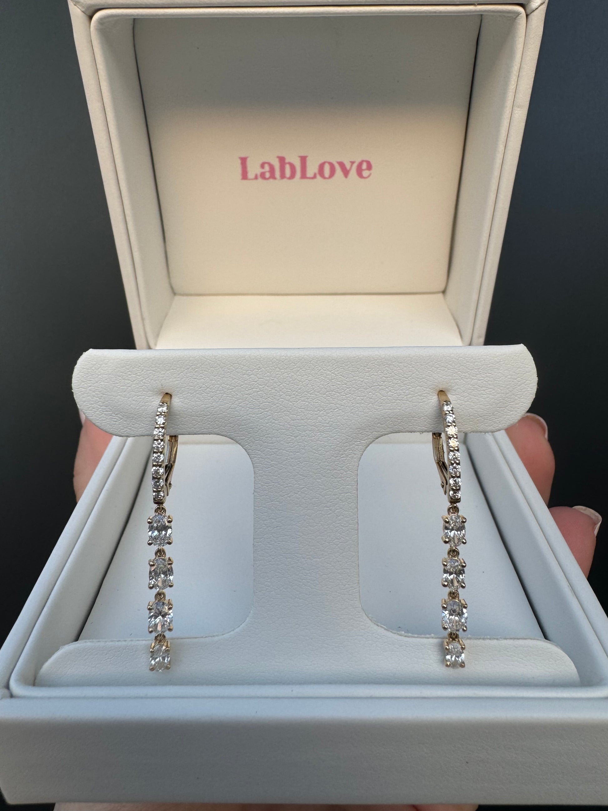 Pavé Huggies with Four Oval Drops - LabLove Jewelry