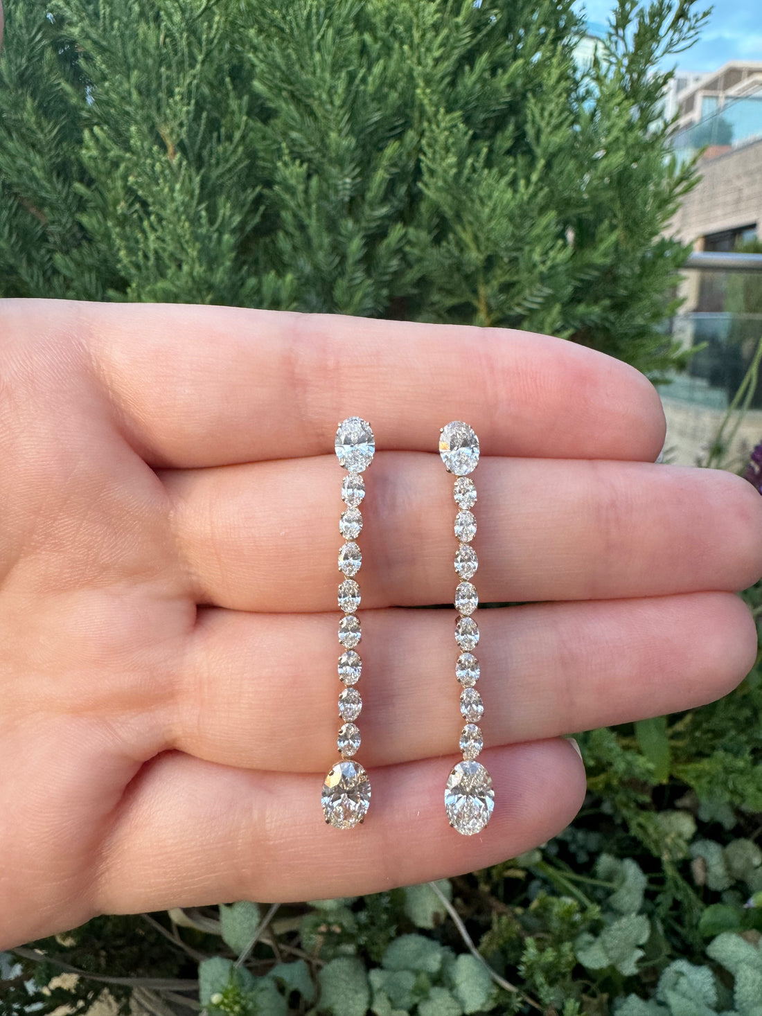 Long Oval Diamond Drops - LabLove Jewelry