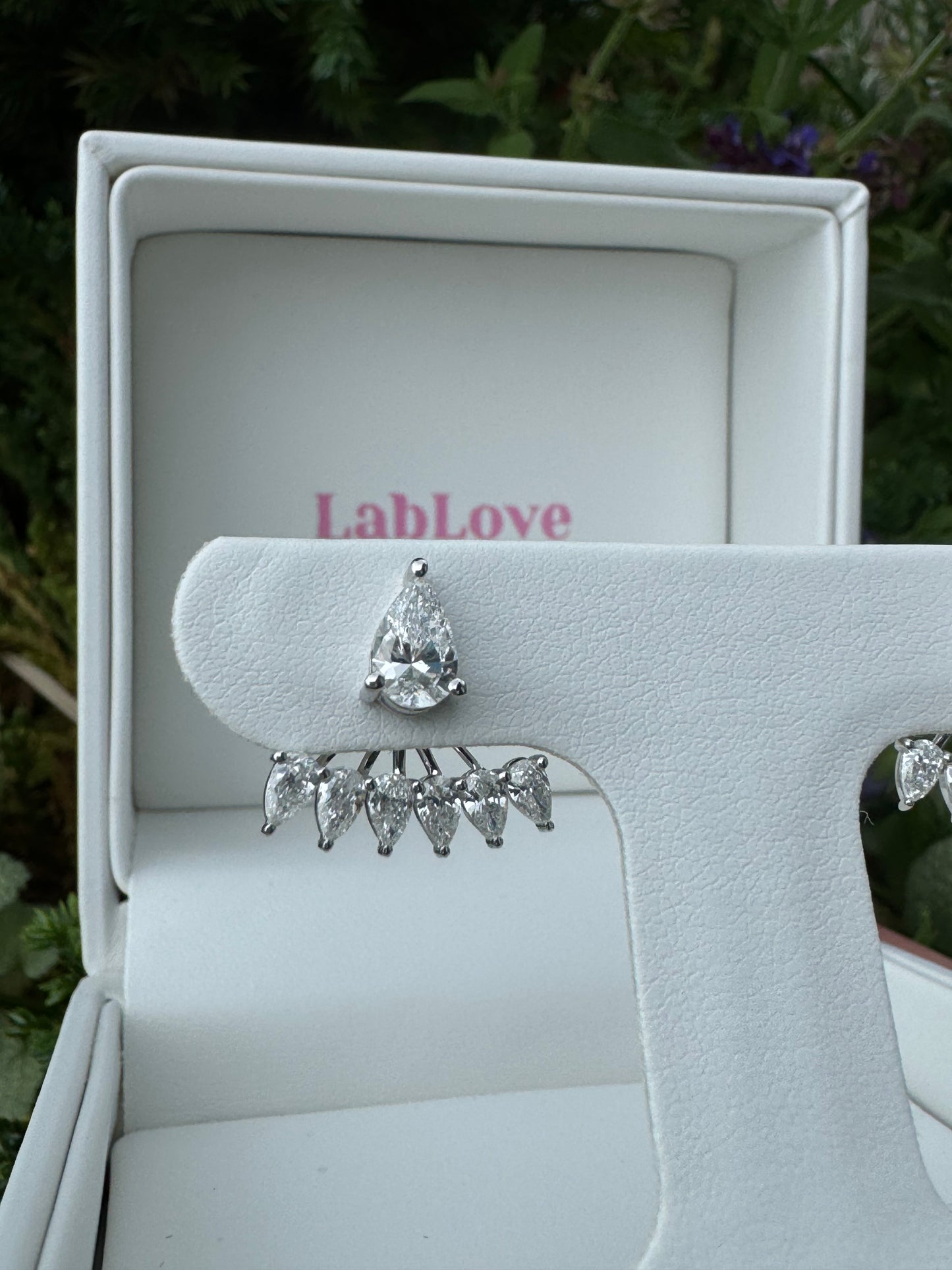 Pear Lab Diamond Stud w/Pear Jacket - LabLove Jewelry