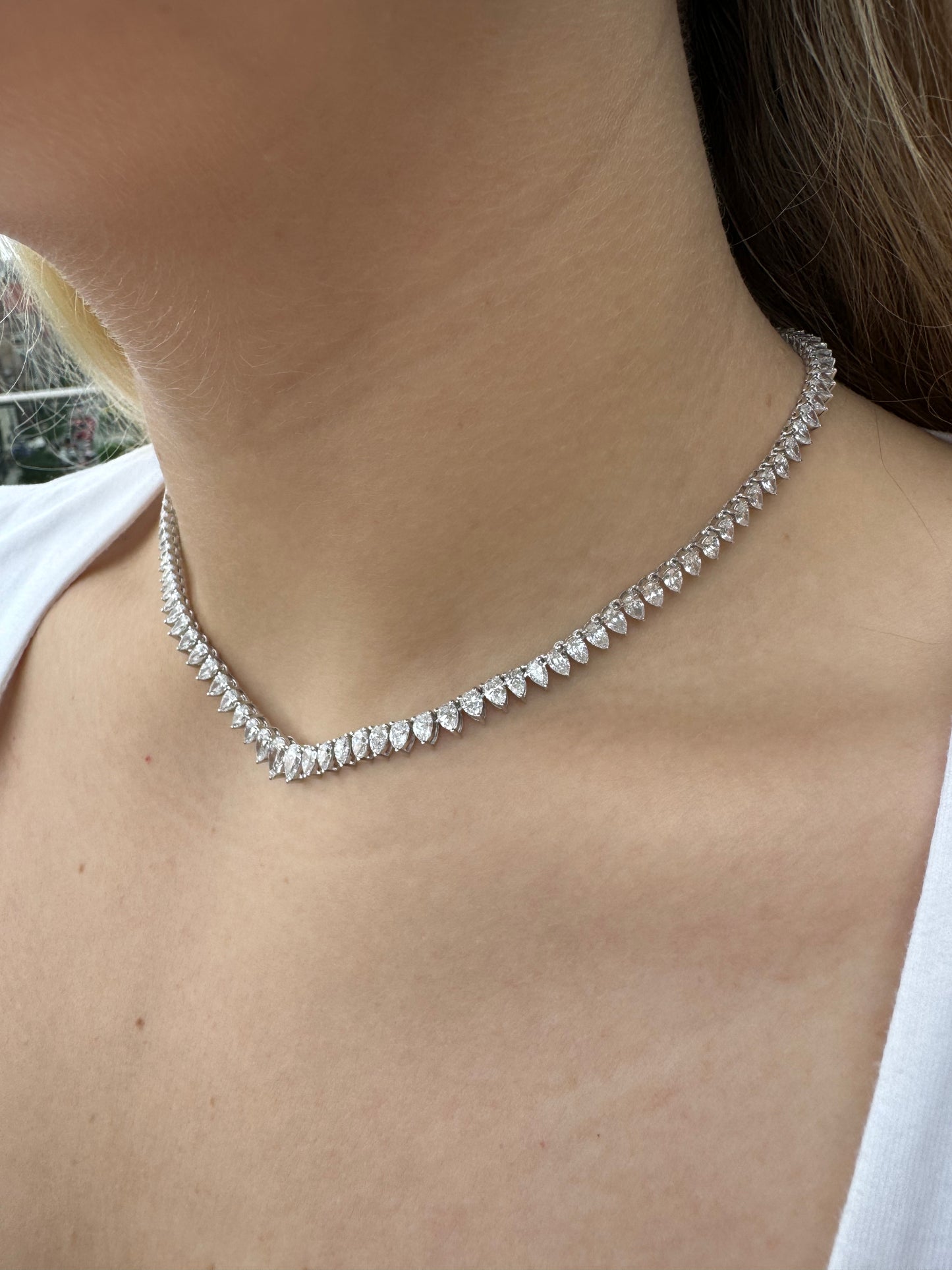 Pear Lab Diamond Tennis Necklace - LabLove Jewelry