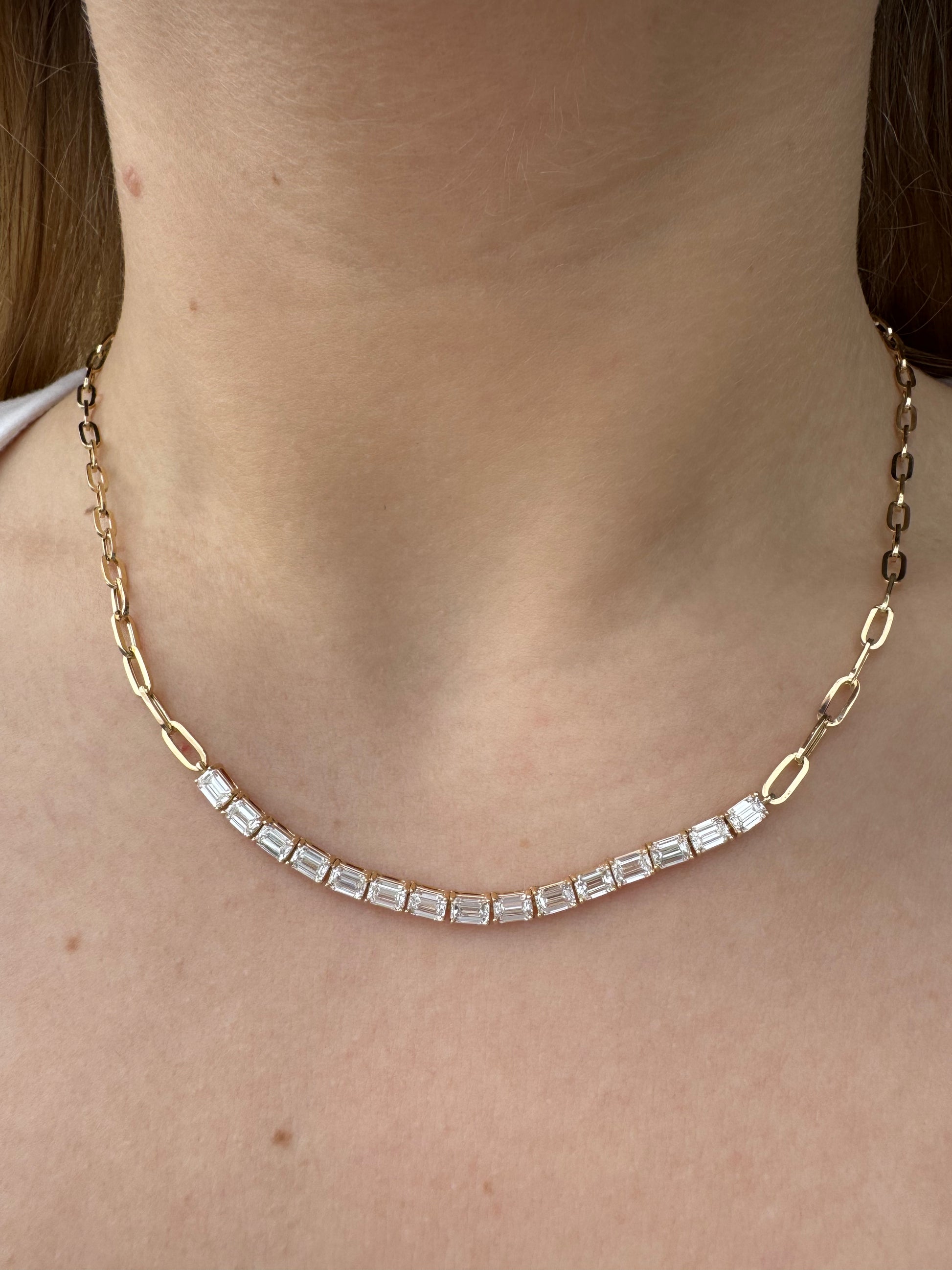 Emerald Cut Lab Diamonds on Paperclip Chain - LabLove Jewelry