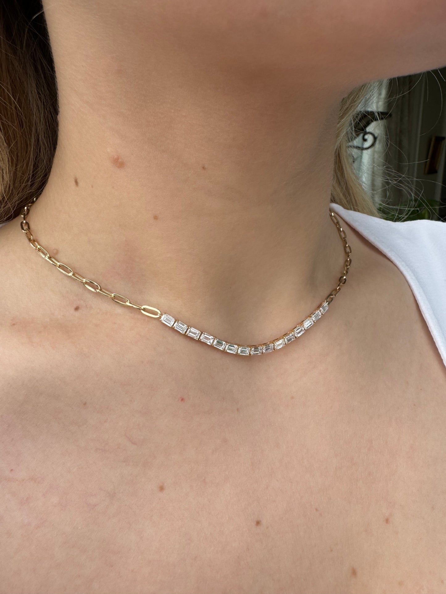 Emerald Cut Lab Diamonds on Paperclip Chain - LabLove Jewelry