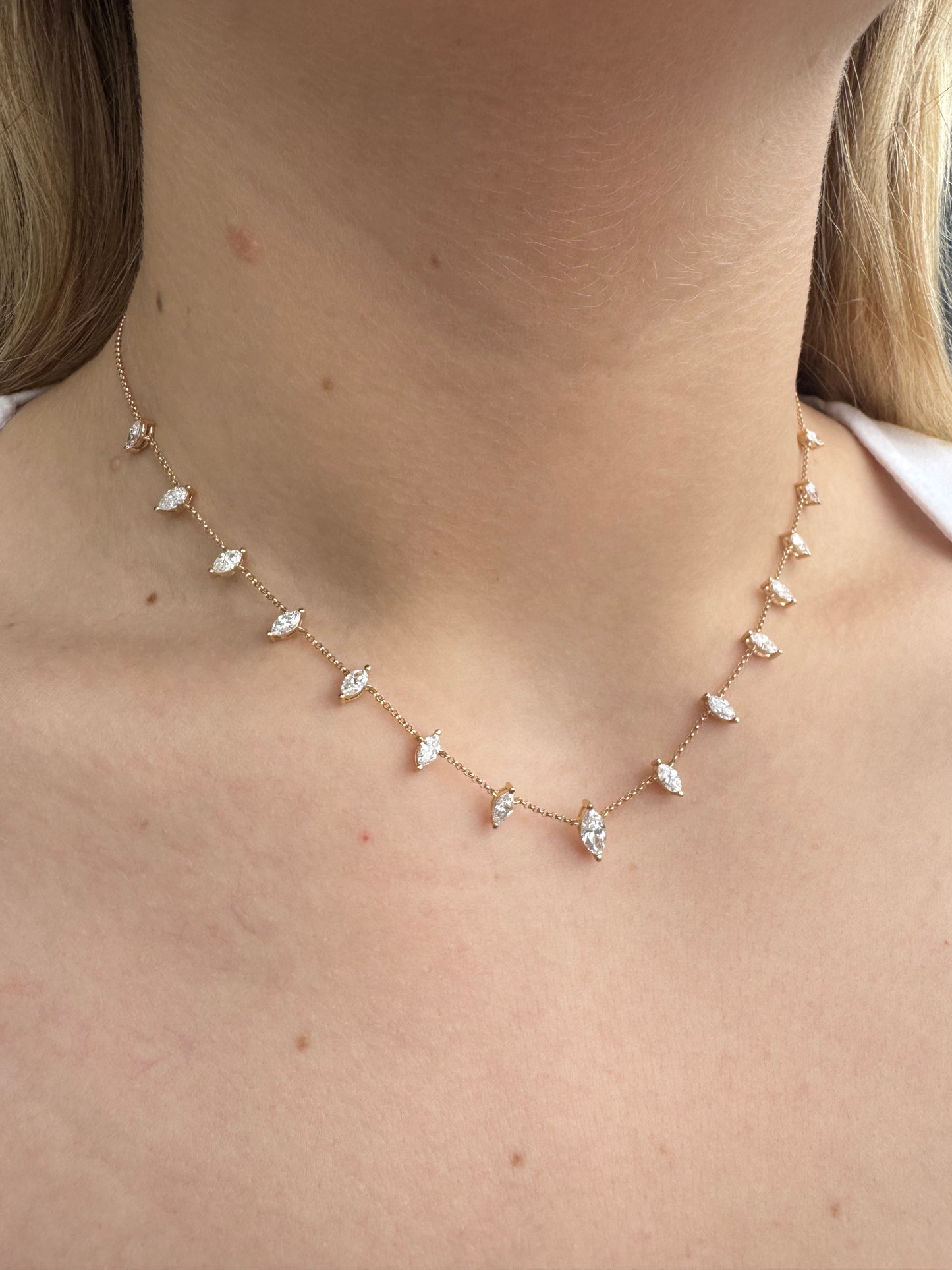 Marquise Lab Diamond Station Necklace - LabLove Jewelry