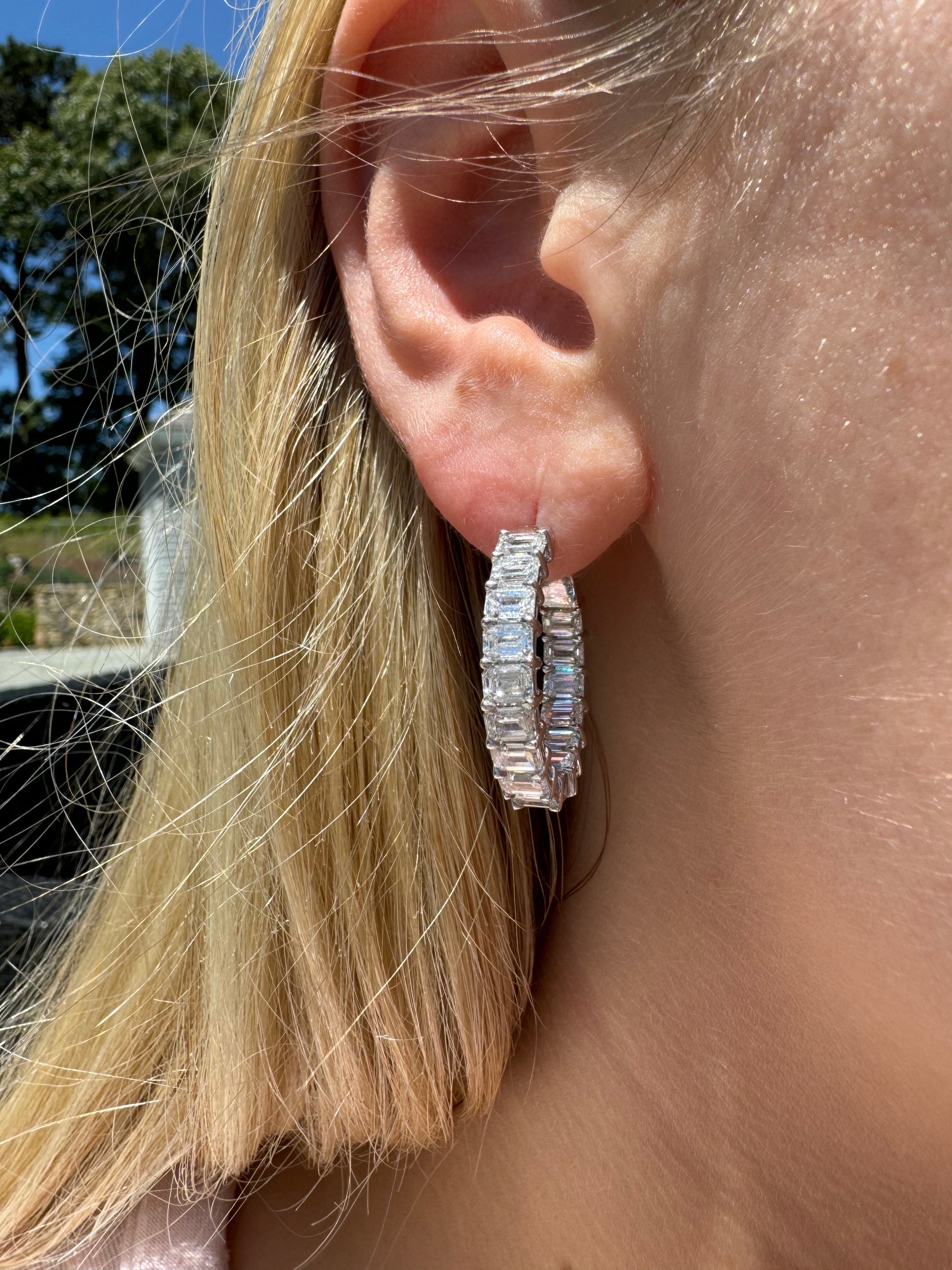 Emerald Cut Hoops - LabLove Jewelry