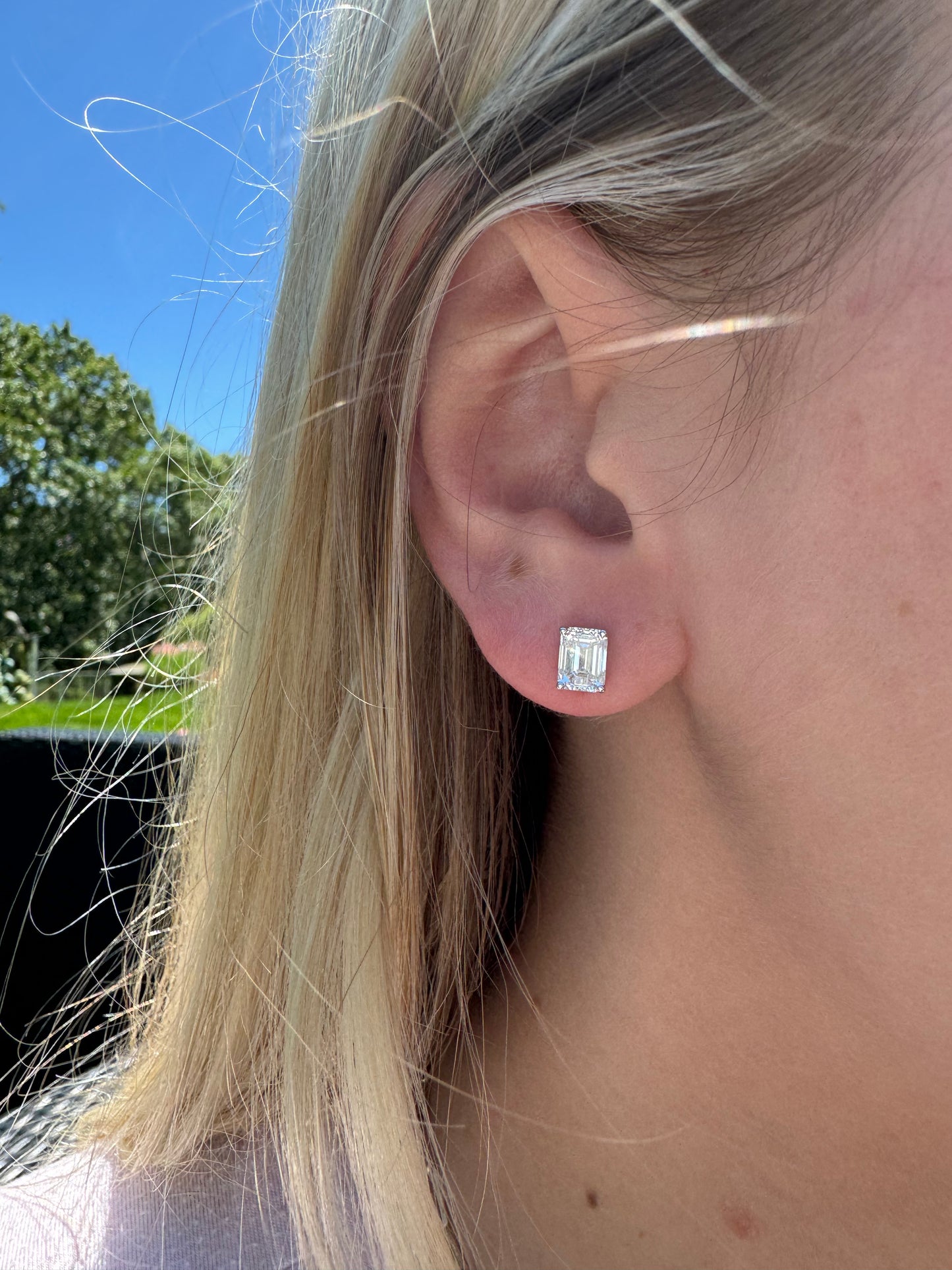 Emerald Cut Studs - LabLove Jewelry