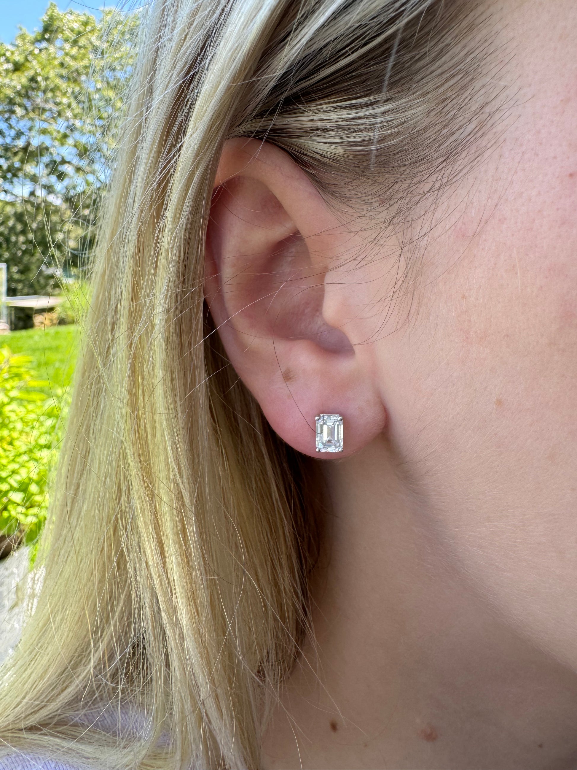 Emerald Cut Studs - LabLove Jewelry